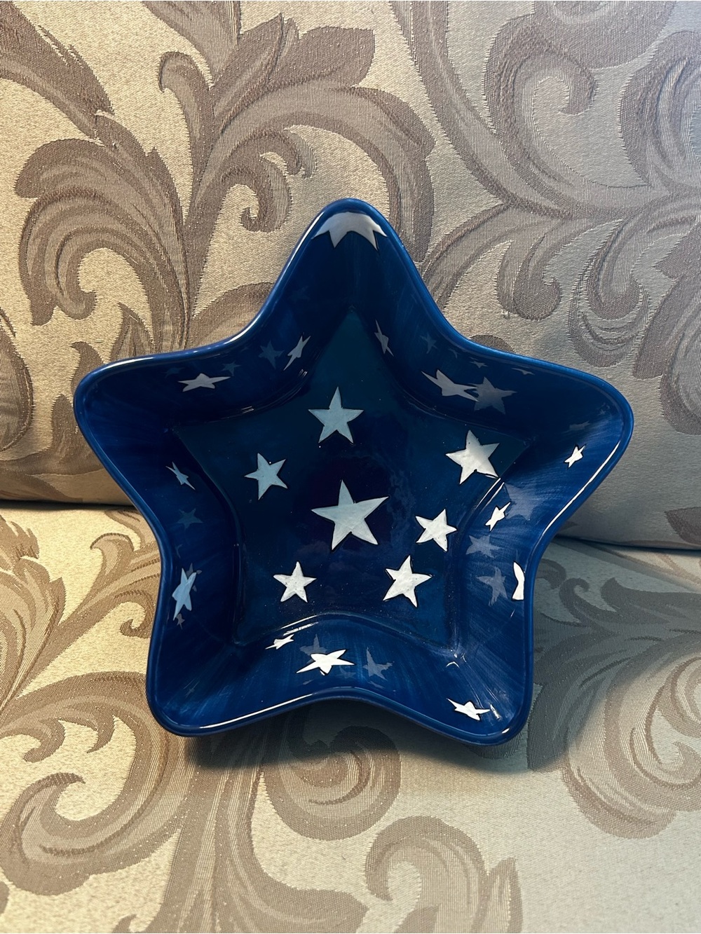 Fitz And Floyd Star-Shaped Blue White Dish White Stars Kitchen Ware Trinket Dish